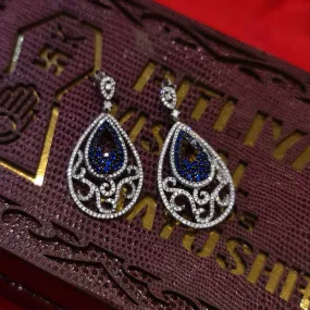 "Sparkling Elegance: Dazzle in 92.5 Silver CZ Chandbali Earrings"