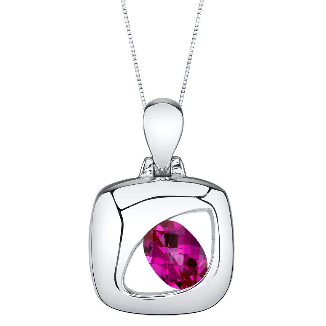 Ruby Pendant Sterling Silver Oval Shape 1 Carat