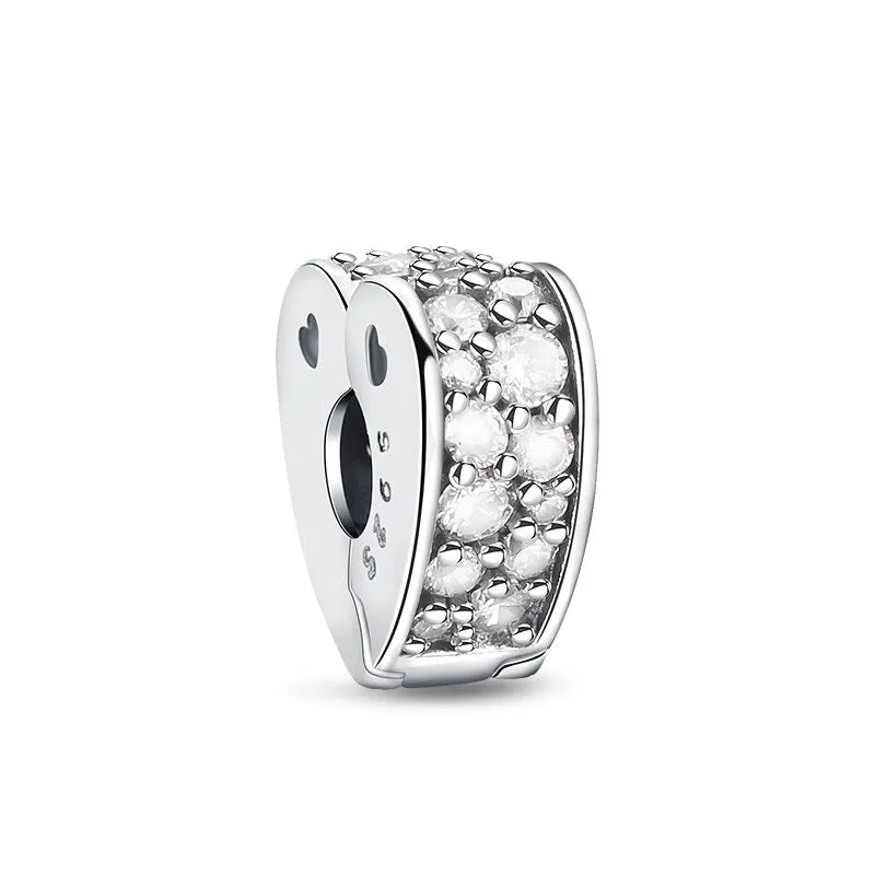 Sterling Silver Zircon Sparkling Bead For Women DIY Jewelry