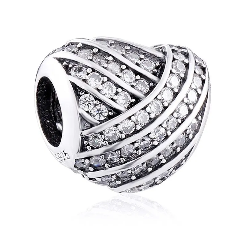 Sterling Silver Zircon Sparkling Bead For Women DIY Jewelry