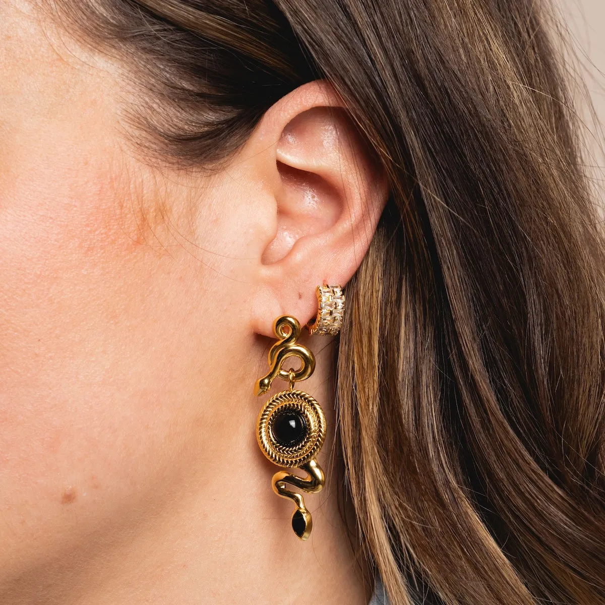 Uplift Onyx Snake Earrings