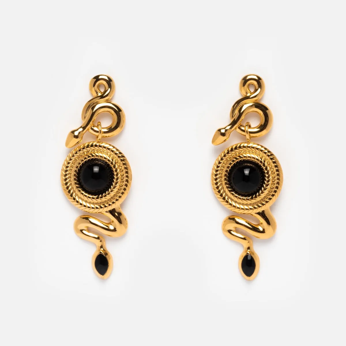 Uplift Onyx Snake Earrings